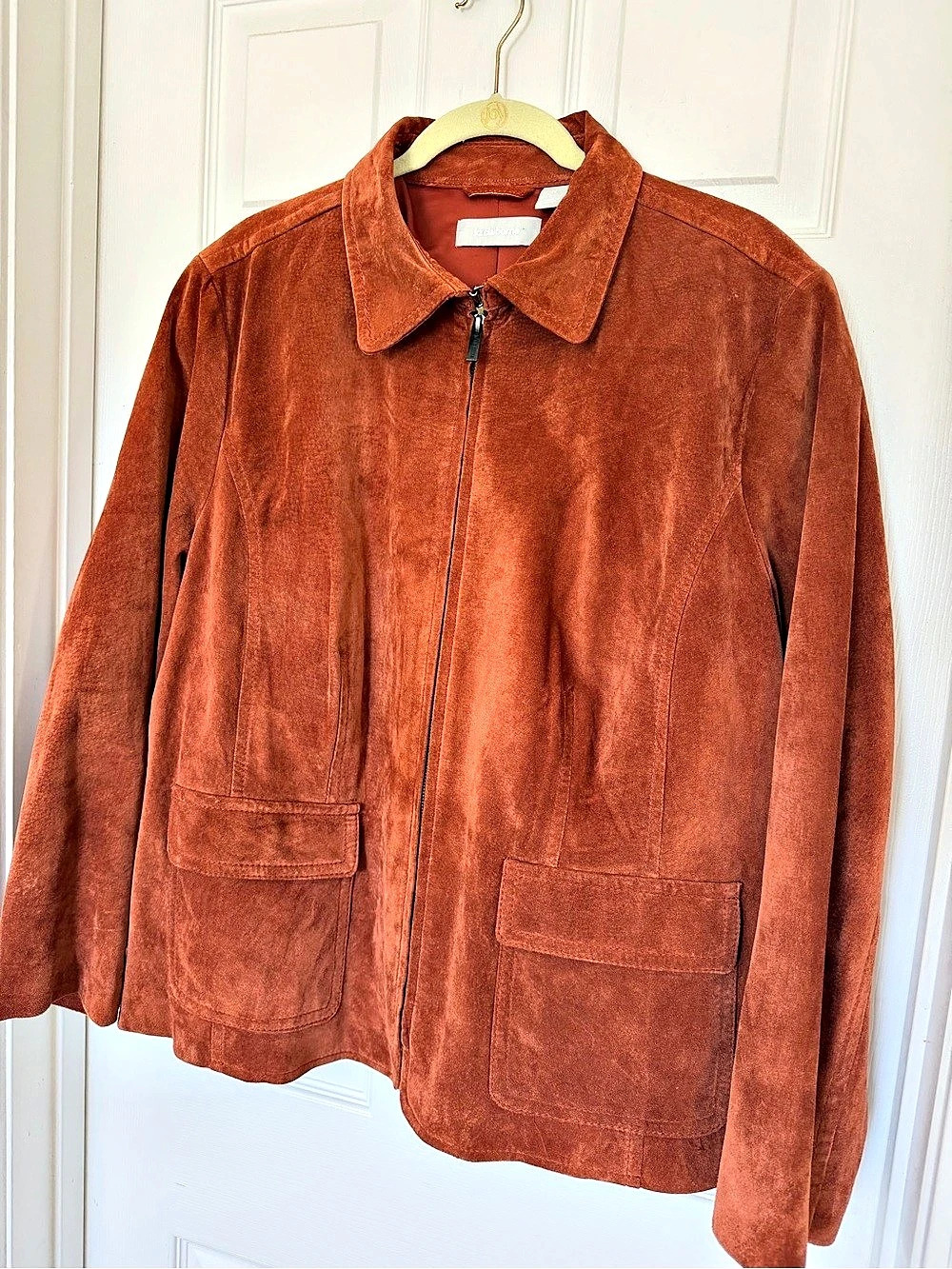 Liz Claiborne 100% Suede Zip Jacket in Rust Orange-Size 2X